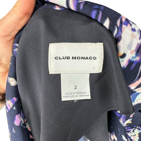 CLUB MONACO Purple Blu Abstract Watercolor Print Open Front Blazer Jacket Size 2 - Picture 6 of 6